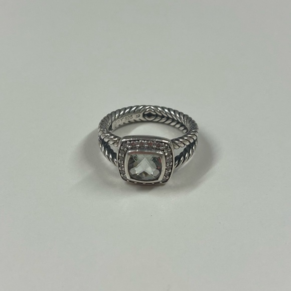 David Yurman Petite Albion Ring in Sterling with Prasiolite & Pavé Diamonds - Picture 2 of 3